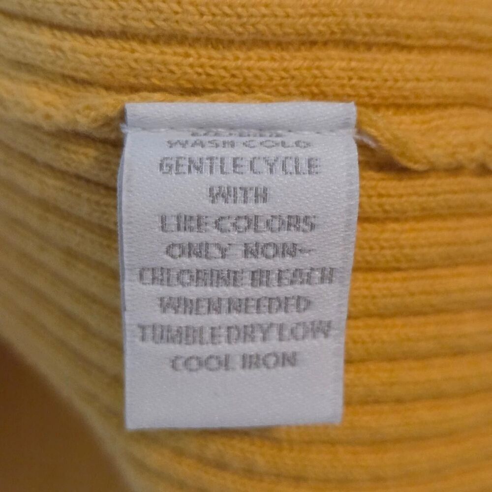 Charter Club Ribbed Cardigan Sweater XL Yellow Button Front Cotton Blend Knit - Picture 7 of 9